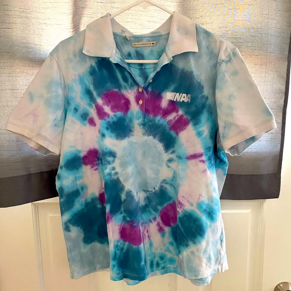 100% Cotton polo shirt, totally unique tie dye!